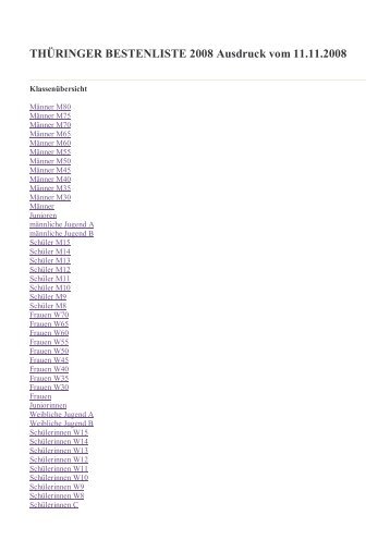 THÃœRINGER BESTENLISTE 2008 Ausdruck vom ... - TSV Zeulenroda