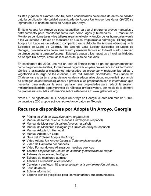 georgia adopte-un-arroyo - University of Wisconsin-Extension