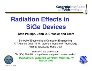 radiation effects in sige devices - Institute for Space and Defense ...