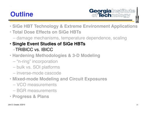 radiation effects in sige devices - Institute for Space and Defense ...