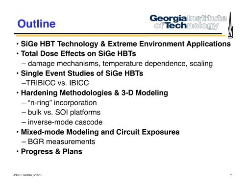 radiation effects in sige devices - Institute for Space and Defense ...