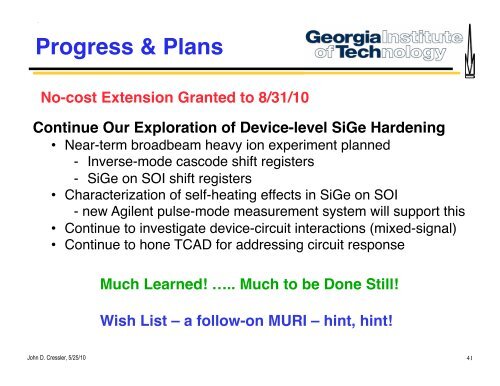 radiation effects in sige devices - Institute for Space and Defense ...