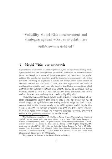 Volatility Model Risk measurement and strategies against ... - RiskLab
