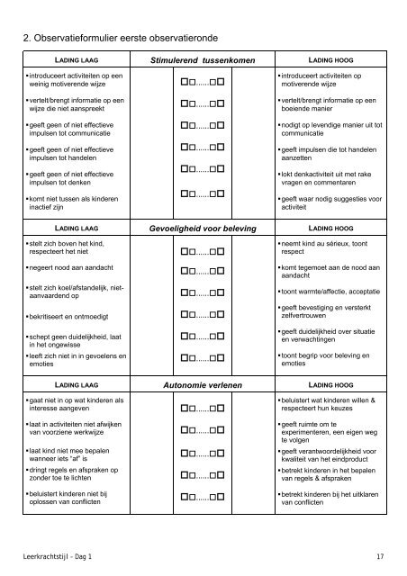 OBSERVATIE-INSTRUMENT 1ste leerjaar KWALITEIT ...