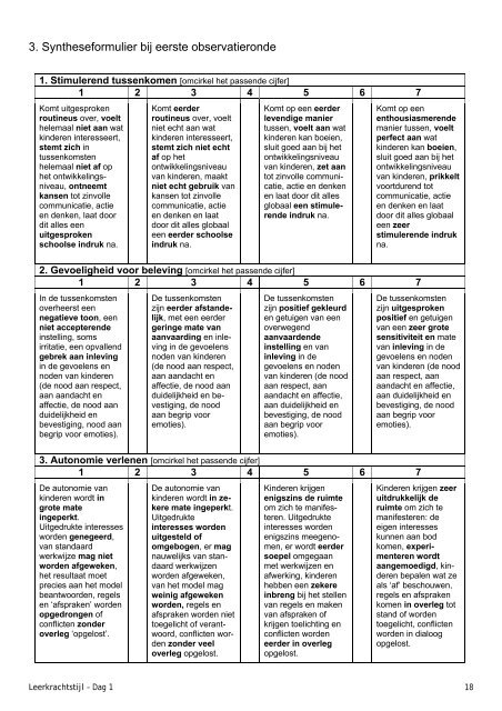 OBSERVATIE-INSTRUMENT 1ste leerjaar KWALITEIT ...