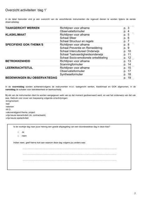 OBSERVATIE-INSTRUMENT 1ste leerjaar KWALITEIT ...