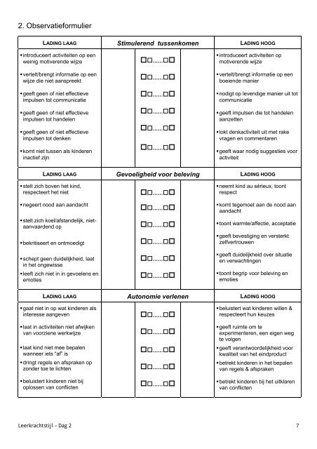 OBSERVATIE-INSTRUMENT 1ste leerjaar KWALITEIT ...