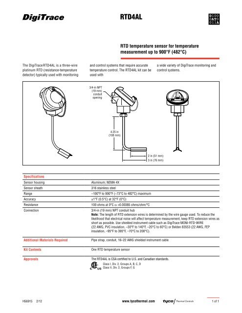 RTD4AL - Tyco Thermal Controls