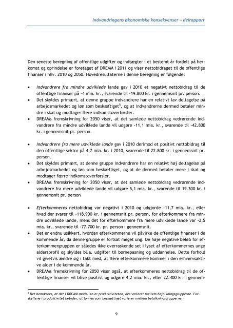 Delrapport - Indvandringens ÃƒÂ¸konomiske konsekvenser - Social