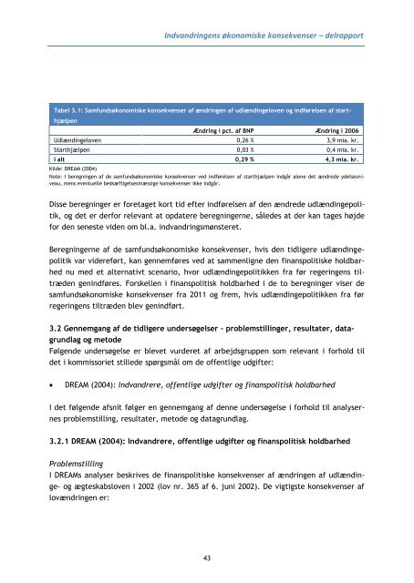 Delrapport - Indvandringens ÃƒÂ¸konomiske konsekvenser - Social