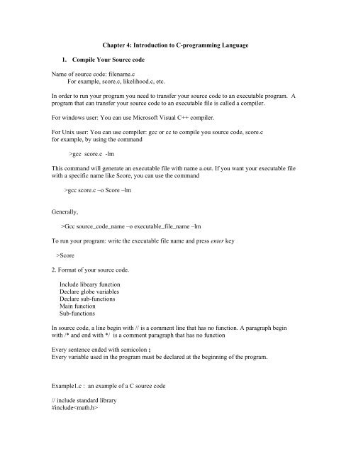 Chapter 4 Introduction To C Programming Language 1 Compile Chapter 4 Introduction To C Programming Language 1 Compile