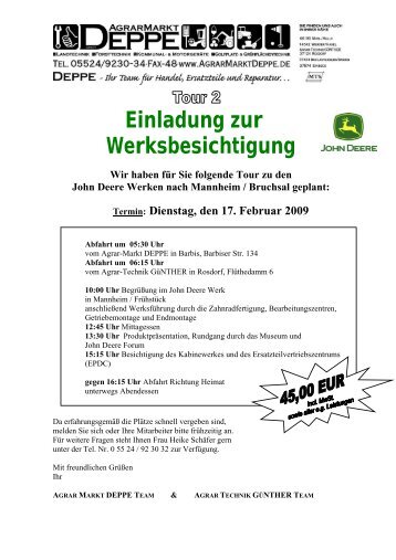 Einladung zur Werksbesichtigung - Agrar-Markt DEPPE