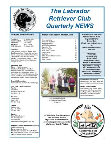 The Labrador Retriever Club Quarterly NEWS