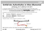 Entfall des Aufenthaltes in Wien Blumental - ÃBB