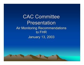 CAC Air Monitoring Recommendations to FHR