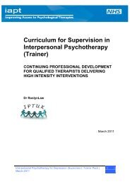 Curriculum for Supervision in Interpersonal Psychotherapy - IAPT