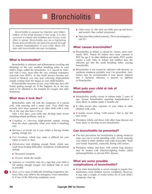 Bronchiolitis Nelson Instructions Pediatric Patients