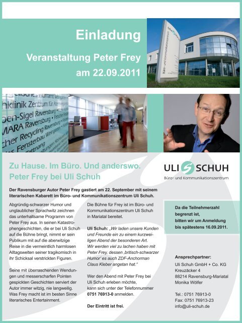 Einladung Veranstaltung Peter Frey am 22.09.2011 Zu ... - Uli Schuh