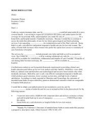 Sample Letter to Insurance Companies for Home Birth Services