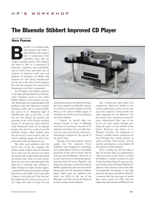 The Bluenote Stibbert Improved CD Player - Jason Diffusion