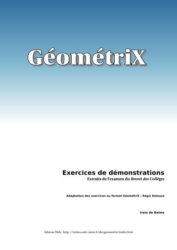 Exercices extraits du Brevet des CollÃ¨ges