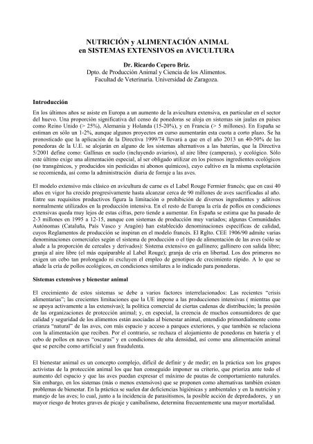 NUTRICIÃN y ALIMENTACIÃN ANIMAL en SISTEMAS ... - AECA