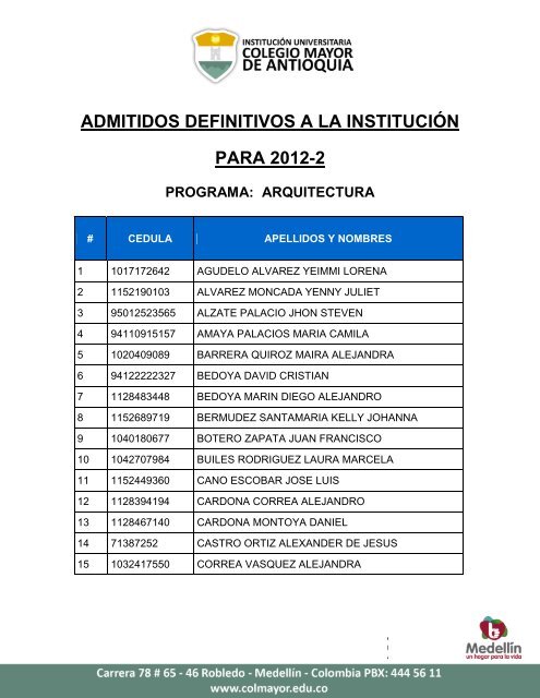 7. Admitidos Definitivos Arquitectura