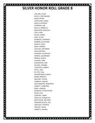 SILVER HONOR ROLL GRADE 8 - Is34.org