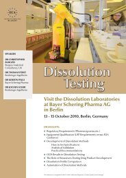 Visit the Dissolution laboratories at Bayer schering Pharma Ag in ...