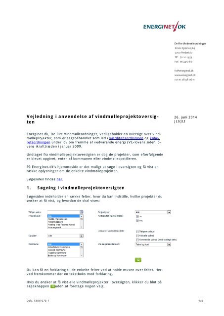 Vejledning i anvendelse af vindmÃ¸lleprojektoversig- ten - Energinet.dk