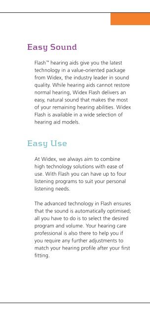 Widex Flash consumer brochure (English)
