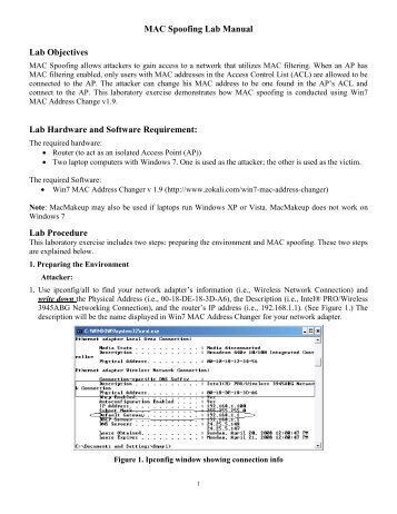 MAC Spoofing Lab Manual