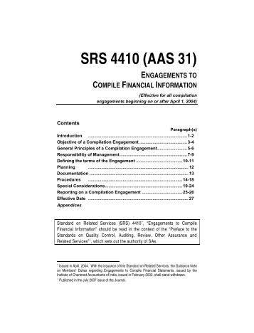 srs 4410 (aas 31) engagements to compile financial information