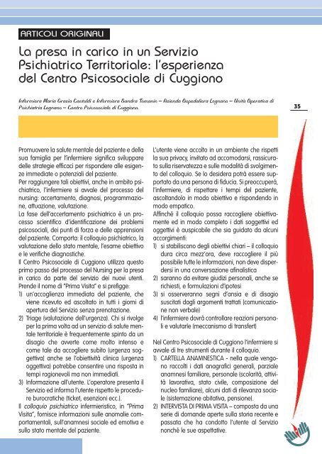 La presa in carico in un Servizio Psichiatrico Territoriale: l ... - Ipasvi