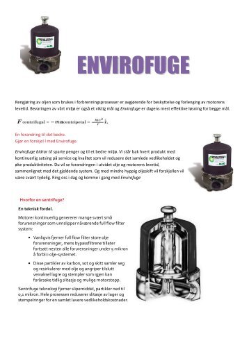 Se produktark Envirofuge - Ditech AS