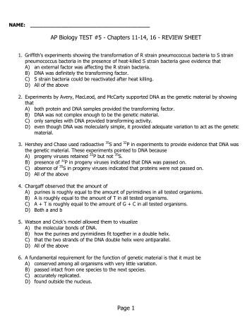 Chapter 5 biology test answers