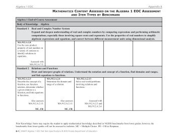 Algebra 1 EOC Appendix B Algebra 1 End-of-Course Assessment ...