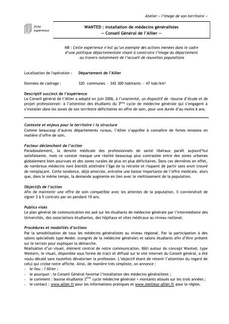 WANTED : installation de mÃ©decins gÃ©nÃ©ralistes â Conseil GÃ©nÃ©ral ...