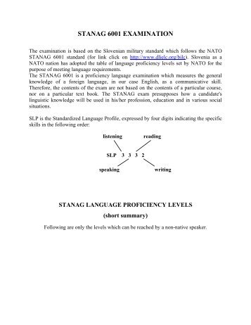 STANAG 6001 exams - Slovenska vojska