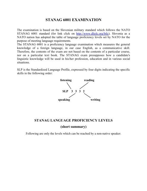 STANAG 6001 exams - Slovenska vojska