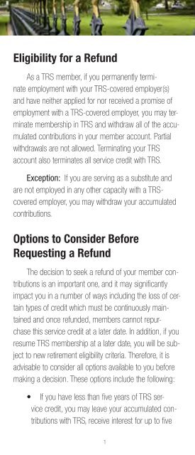 Requesting a Refund - TRS