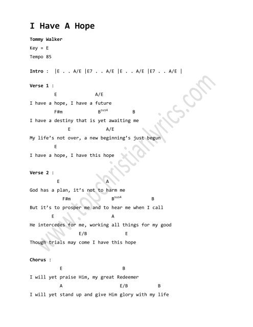 I Have A Hope chords - Christian Lyrics