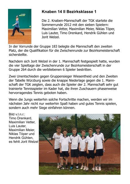 das Tennismagazin der TGK- Tennisabteilung - Abteilung Tennis ...