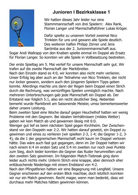 das Tennismagazin der TGK- Tennisabteilung - Abteilung Tennis ...