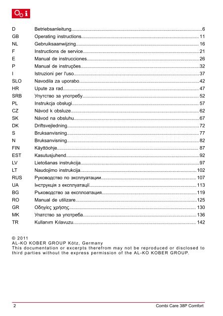 User Manual - AL-KO Garten + Hobby