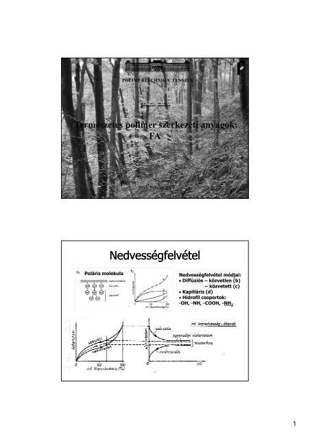 Nedvességfelvétel - BME - Polimertechnika Tanszék