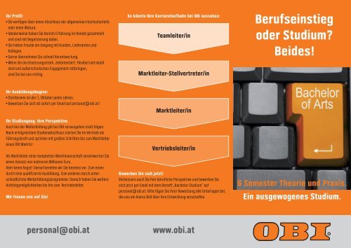 Berufseinstieg oder Studium? Beides! - Obi