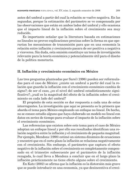 Inflación y crecimiento económico en México: una relación no lineal