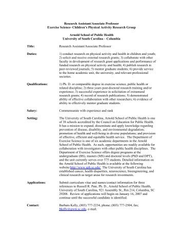 Research Assistant/Associate Professor Exercise Science ...