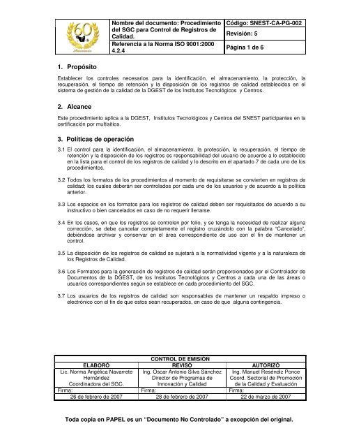 SNEST-CA-PG-002 CONTROL DE REGISTROS.pdf - Instituto ...